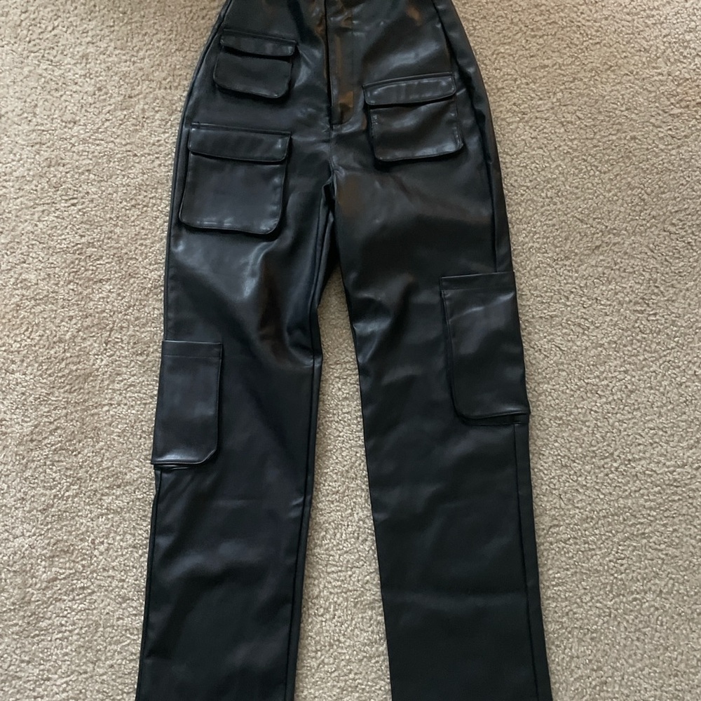 AFRM Faux Leather Cargo Pants, Size 26